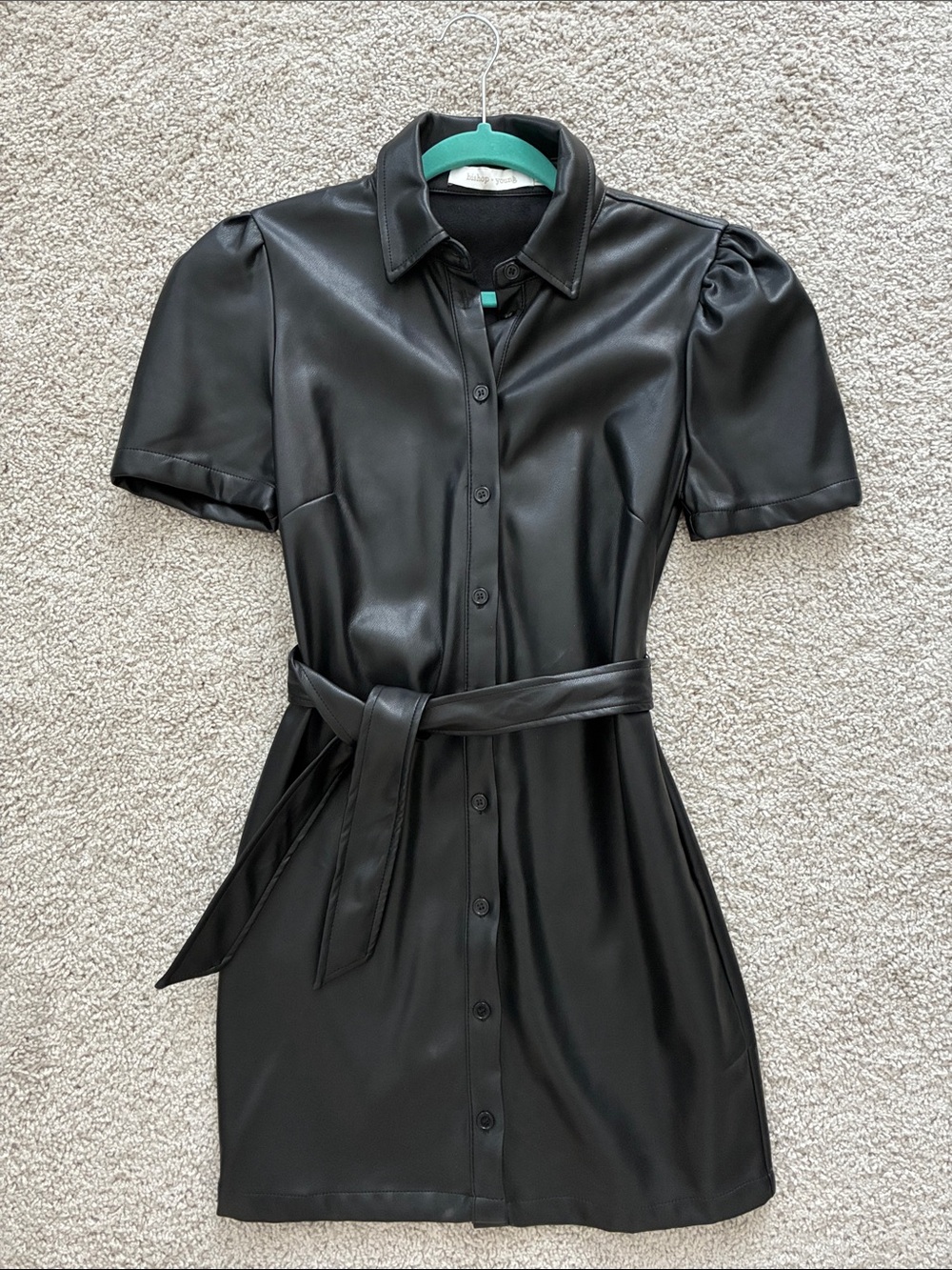 bishop + young Black Faux Leather Dress